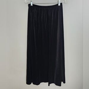 Vtg Black Velvet Pull On Maxi Skirt Sz M Stretch Grunge Goth Witchy Boho Y2K 90s